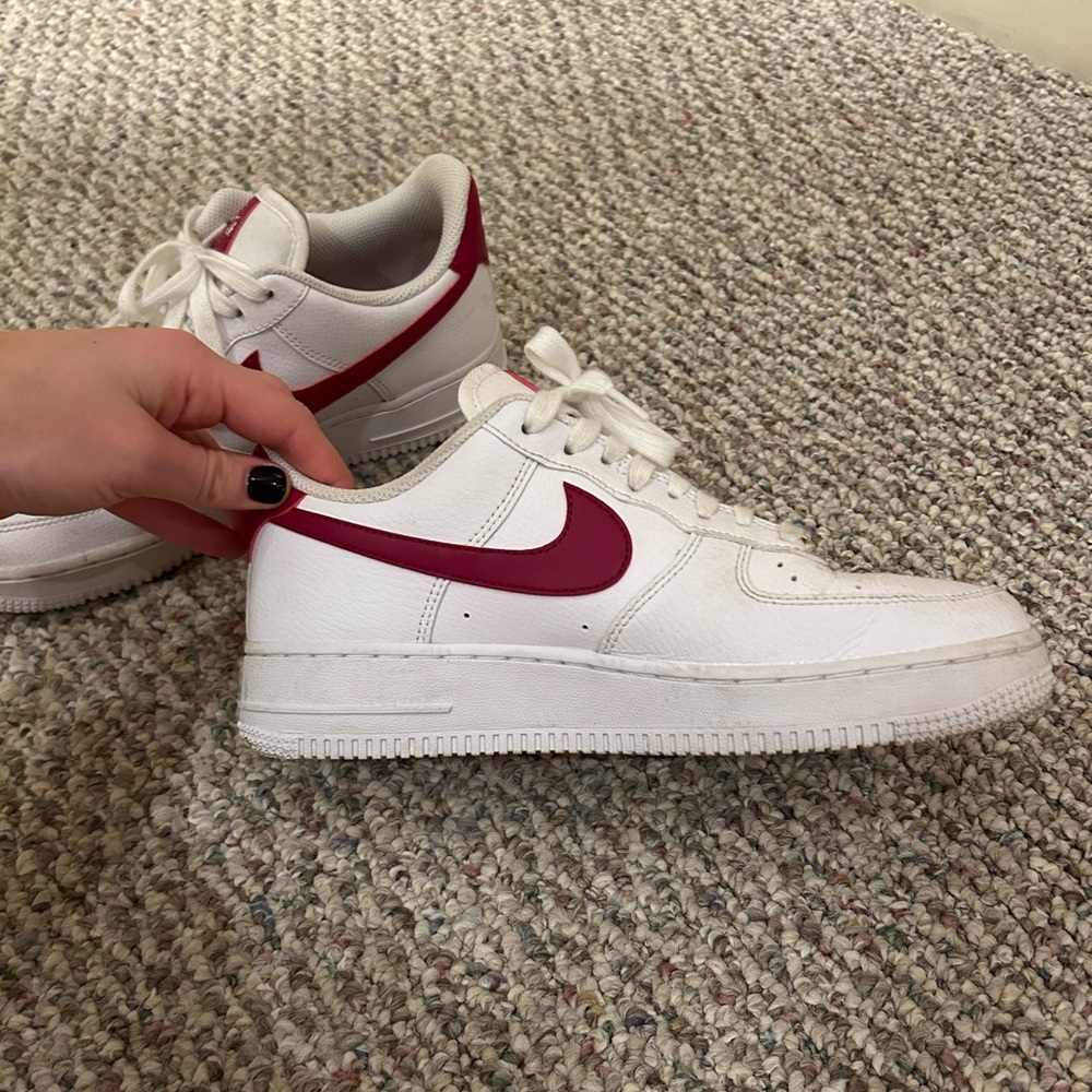 Nike Air Force ones with Crimson swish. US size 9 - gently worn